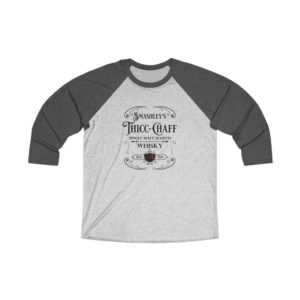 Smashley's Thicc Chaff Unisex Tri-Blend 3/4 Raglan Tee - Black Letters